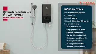 TDM.VN | Review máy nước nóng Ariston Aures Top 4.5P 4500W trực tiếp có bơm màu đen chính hãng