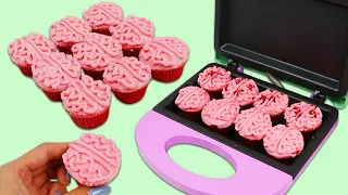 How to Make Mini Brain Halloween Themed Cupcakes Using the Nostalgia Baking Set!