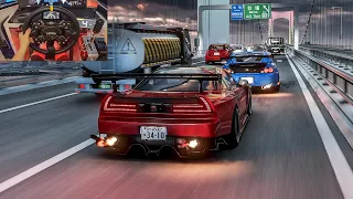 822HP Honda NSX-R Vs 811HP Honda S2000 Racing in Traffic! - Assetto Corsa | Moza R9