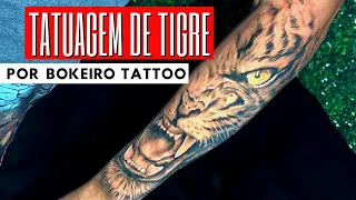 TATUAGEM DE TIGRE NO BRAÇO/ TATTOO DE TIGRE/ FECHAMENTO DE BRAÇO EM COSTRUÇÃO/