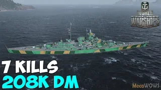 World of WarShips | Tirpitz | 7 KILLS | 208K Damage - Replay Gameplay 4K 60 fps