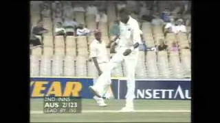 Curtly Ambrose playing soccer with Mark Waugh in a cricket match