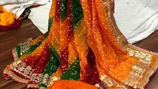 Bandhani Multicolor Sarees With Gota Patti Work | Traditional Bandhej Saree Collection (2020)