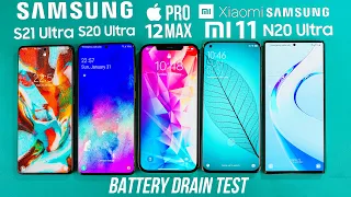 Samsung Galaxy S21 Ultra vs iPhone 12 Pro MAX / Xiaomi Mi 11 / Note 20 Ultra - Battery Drain Test