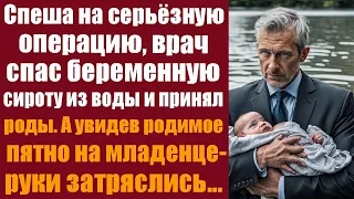 Спеша на серьёзную операцию, врач спас беременную сироту из воды и принял роды. А увидев родимое..