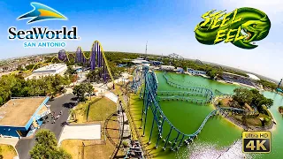 2022 Steel Eel Roller Coaster On Ride 4K POV SeaWorld San Antonio