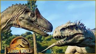 Indominus Rex vs Allosaurus 🔥  Dino Fights Arena #24