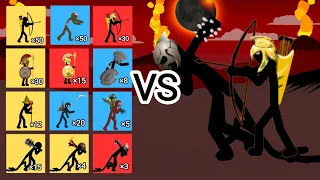 All stick figures vs mega final boss + mega golden archidon - stick war legacy