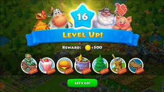 Township game upgrading level 15 to level 16