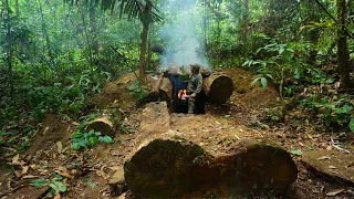 Solo Bushcaft: Build an underground shelter with a warm stove. 365 days Solo Bushcaft.