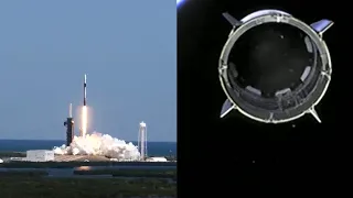 Ax-1 launch and Falcon 9 first stage landing