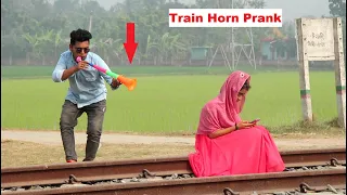 Best Of The Train Horn Scare Prank on Public - Train Horn Prank 2021 With Public Reaction New Prank