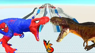 PREHISTORIC T-REX vs SPIDERMAN T-REX WHO IS STRONGER and FASTER - ARBS