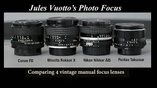 Comparing 4 vintage manual focus 50mm 1.4 lenses from Canon, Minolta, Nikon and Pentax.