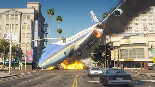 Boeing VC-25 (747) Crashes On City Street During Emergency Landing | GTA 5