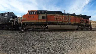 A Ethanol Train Pulled by a KCS from the Cajon Summit With a Norfolk Southern DPU.