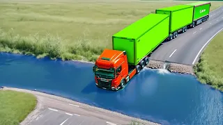 Cars vs Deep Water x Upside Down Speed Bumps x Log Trap ▶️ BeamNG Drive