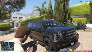 GTA 5 -  Michael's House FIB Raid Shootout + Six Star Escape