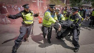 MANCHESTER UNITED AND CITY FANS CLASH AT WEMBLEY