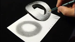 Drawing 3D Letter O - How to Draw 3D Letter O - By Vamos