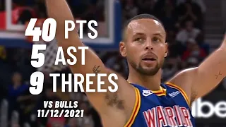 Stephen Curry 40 Pts, 5 Asts, 9 Threes vs Bulls | FULL Highlights