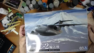 1/144 Kawasaki C2 transport aircraft. aoshima. inbox review.