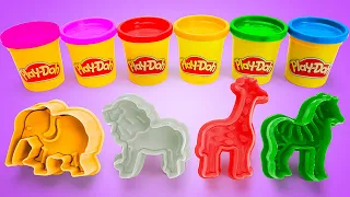 BEST Learn & Create with Play Doh Video 🌈 Animals, Toy Food, and Numbers for Kids