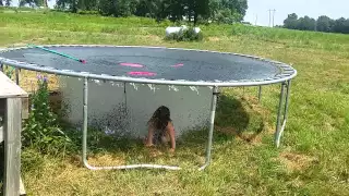 Kids VS 3ft. Water balloon on trampoline!!!