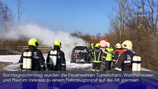 PKW Brand auf der Autobahn