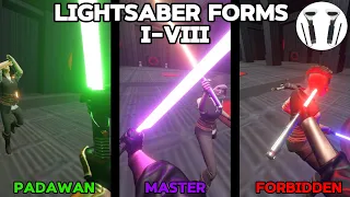 ALL LIGHTSABER FORMS | Realistic Lightsaber Combat in VR (Blade and Sorcery)