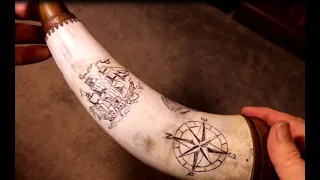 Scrimshaw on Powder Horn