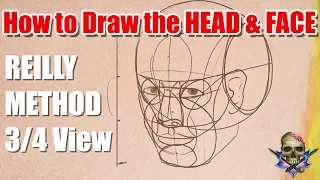 How to Draw the HEAD and FACE - REILLY METHOD  3/4 View - Art Tutorial