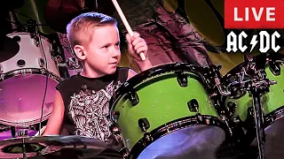 AC/DC - LIVE (7 year old Drummer) Dirty Deeds Done Dirt Cheap