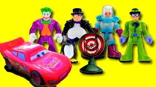 Disney Pixar Cars Lightning McQueen Unboxing Imaginext Villain Pack Joker Mr Freeze Riddler Penguin