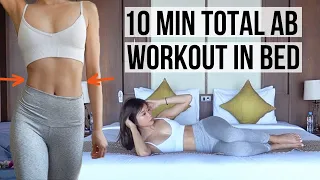 10 MIN INTENSE TOTAL AB WORKOUT IN BED (Upper + Side + Lower Belly Burn at Home) ~ Emi