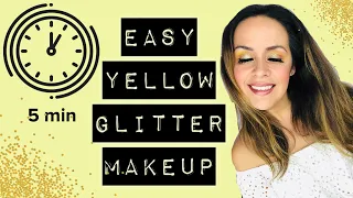 5 MINUTE EASY Yellow Golden Eye Makeup Tutorial | Stay At Home Eye Look