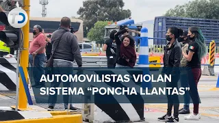 Vandalizan sistema poncha llantas de la caseta de las Américas en el circuito exterior mexiquense