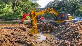 Story Line : RC Excavator Hitachi & Caterpillar Planting The Culvert Project