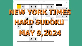 New York Times Hard Sudoku May 9, 2024