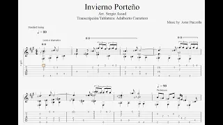 Invierno Porteño-Astor Piazzolla-Arr. Guitarra Sergio Assad-Tablatura-Partitura-Sheet Music-PDF-Free
