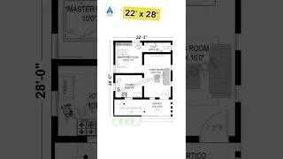 22x28 House Plans | 22 by 28 Simple House Plans | Small House design #shorts #architecture