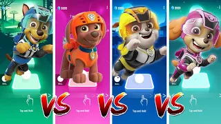 Chase 🆚 Zuma 🆚 Rubble 🆚 Skye.Who is best? | Tiles Hop EDM Rush