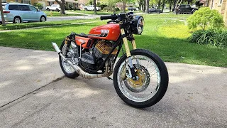 Swapping Inverted Forks On My Cafe Racer (Grom Forks On a Yamaha RD350)