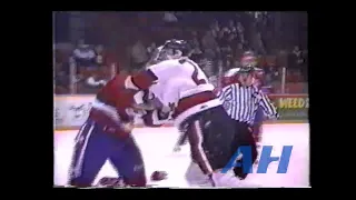 WHL Dec. 14, 1991 Scott Allison,MJ v Jason Widmer,LET (HL) Moose Jaw Warriors Lethbridge Hurricanes