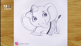 Cute elephant pencil drawing@TaposhiartsAcademy