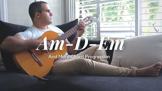 Guitar Backing Track 90bpm | Am-D-Em Developed Chords Progression | On Nylon String Guitar ONLY!