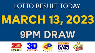 [Monday] Lotto Result Today MARCH 13 2023 9pm Ez2 Swertres 2D 3D 4D 6/45 6/55 PCSO