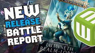 NEW Lumineth Realmlords vs Ossiarch Bonereapers Age of Sigmar Battle Report Battletome Review Game