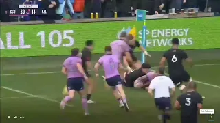 Scott Barrett try-saving tackle on Stuart Hogg