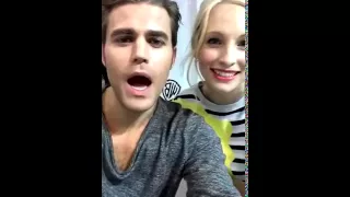 Candice Accola and Paul Wesley at Comic Con 2015